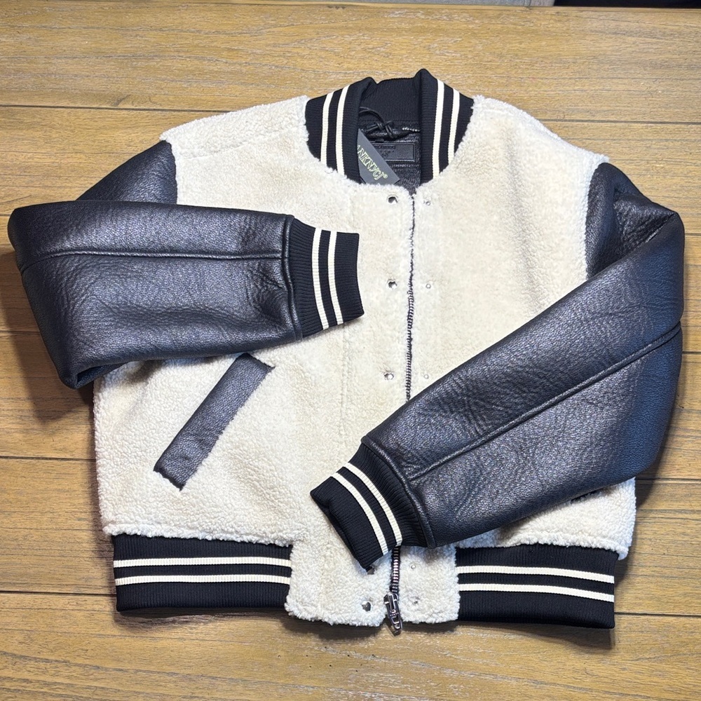 Blank NYC Black and Cream Sherpa Bonded Bomber Women’s Jacket NWT Size M - Picture 6 of 11
